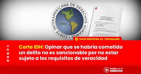 Corte Idh Opinar Que Se Habría Cometido Un Delito No Es Sancionable