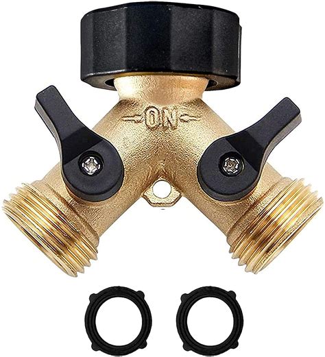 Brass Garden Hose Splitter 2 Way Heavy Duty Brass Hose Y Splitter 2 Valves Y Conneector With 2