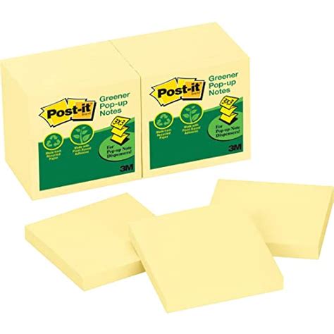 Post It Greener Recycled Pop Up Notes 3x3 In 12 Pads Americas 1