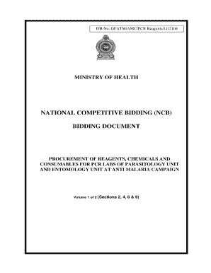 Fillable Online Malariacampaign Gov National Competitive Bidding Ncb