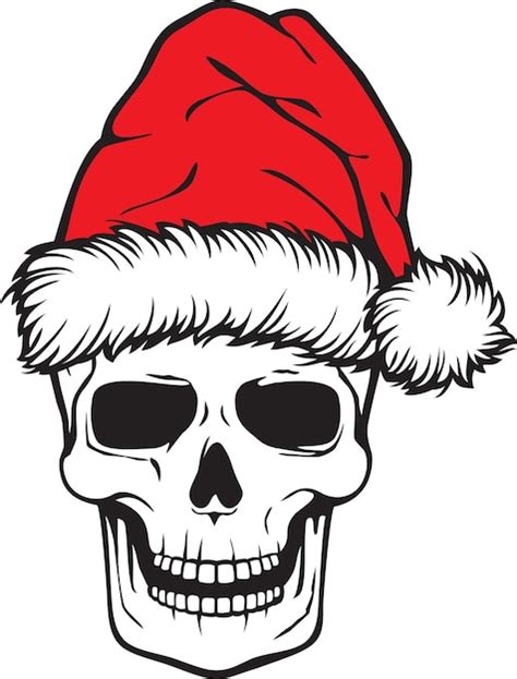 Premium Vector Christmas Human Skull With Santa Hat