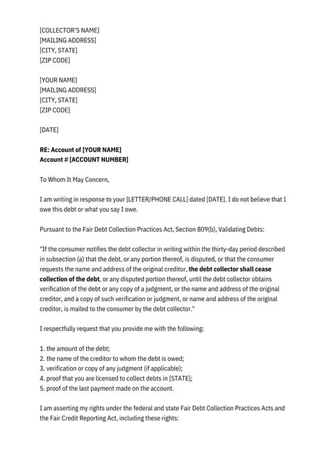 Debt Collection Dispute Letter Debt Dispute Letter Debt Collection Dispute Letter Template