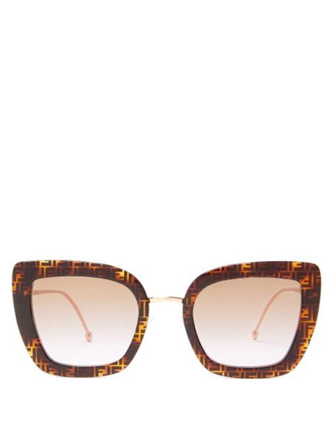 Fendi Fendi Ff Logo Cat Eye Acetate And Metal Sunglasses Womens