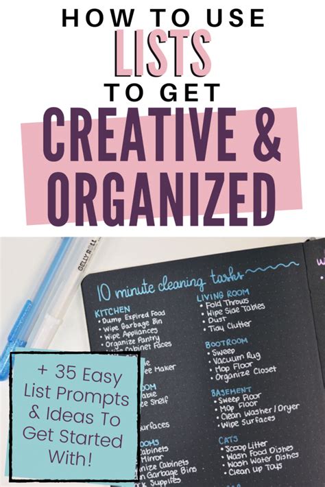 35 List Ideas That Will Help You Get Creative And Organized • Keri Ann