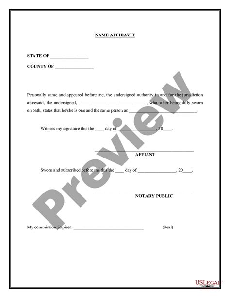 Florida Name Affidavit Aka Name Affidavit Form US Legal Forms