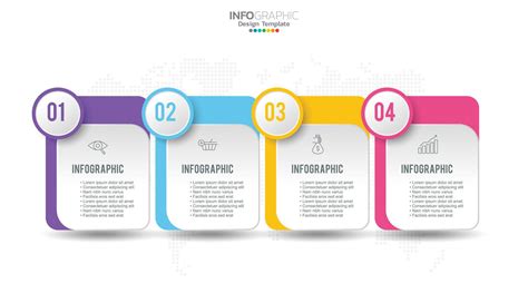 Modèle de conception infographique en 4 étapes avec icônes et processus