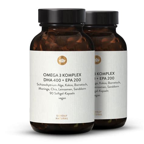 Omega 3 Komplex Kapseln vegan DHA EPA ALA Pflanzenöle Sunday