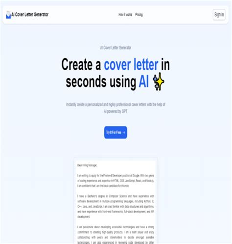 AI Cover Letter Generator – Dark Adaptation