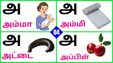 How To Learn Tamil Letters அ வரிசை சொற்கள் அ அம்மா அம்மி