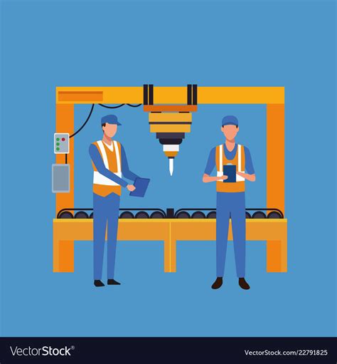 Factory Workers Cartoon Royalty Free Vector Image