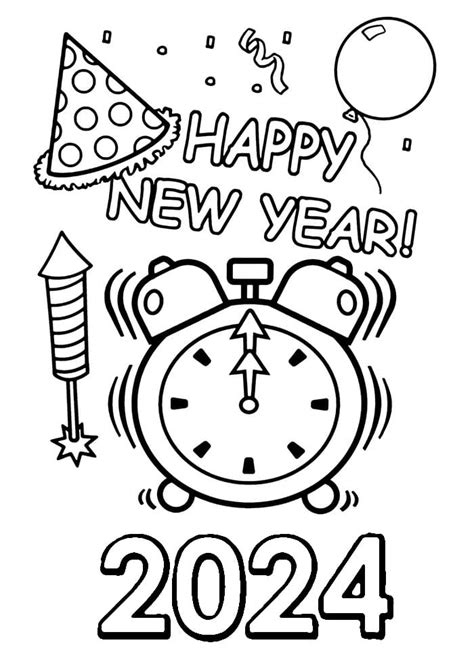 Happy New Year Coloring Pages Lynne Georgianne