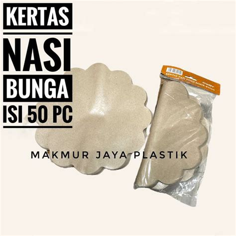 Jual KERTAS NASI BUNGA COKLAT ALAS PIRING ROTAN ISI 50 PC Di Seller