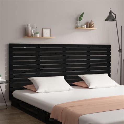 Tête de lit murale en bois FYDUN Noir 166x3x91 5 cm Bois massif