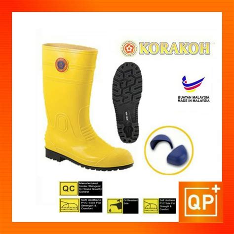 Heavy Duty Korakoh Steel Toe Cap Yellow Rubber Safety Boot