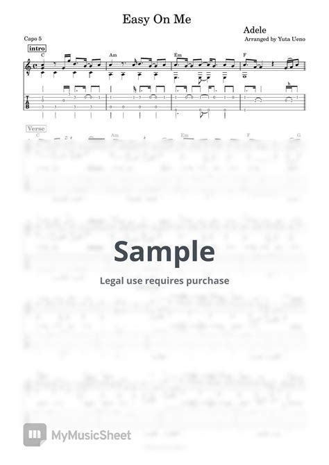 Adele Easy On Me Fingerstyle Tab By Yuta Ueno