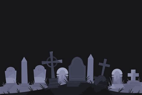 Ilustração assustadora do cemitério de halloween Vetor Premium