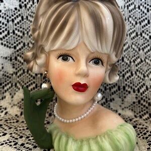 Exquisite Vintage Relpo Head Vase 7 1 4 Lady Head Vase The Swan W