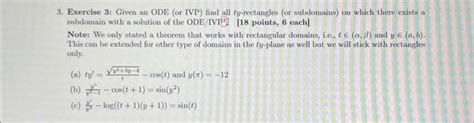 Solved 3 Exercise 3 Given An Ode Or Ivp Find All