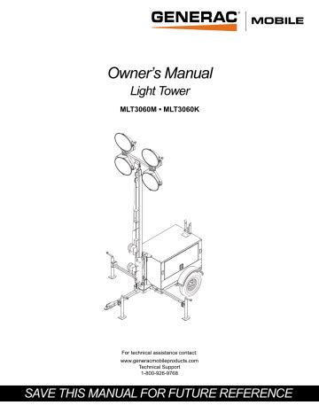 Generac Mlt Standard Light Tower Operating Manual Manualzz