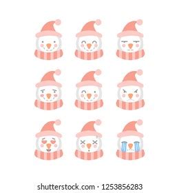 Cute Snowman Emoticon Emoji Set Vector Stock Vector Royalty Free