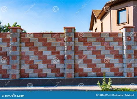 Decorative Brick Fence In Front Of The House Stock Photo Image Of