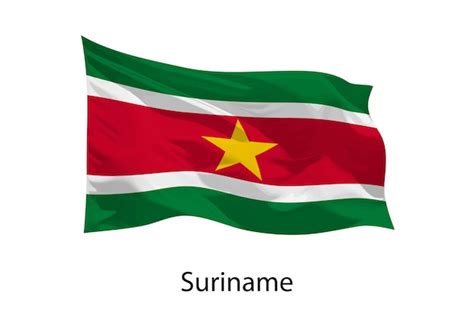 D Realista Ondeando La Bandera De Surinam Aislado Vector Premium