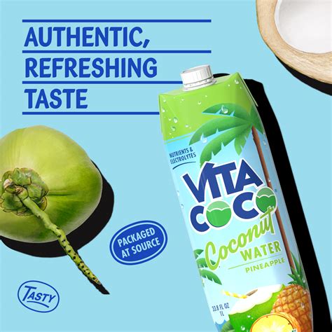 Vita Coco Real Coconut Water Pineapple Flavor 33 8 Fl Oz Tetra Pack Of 12