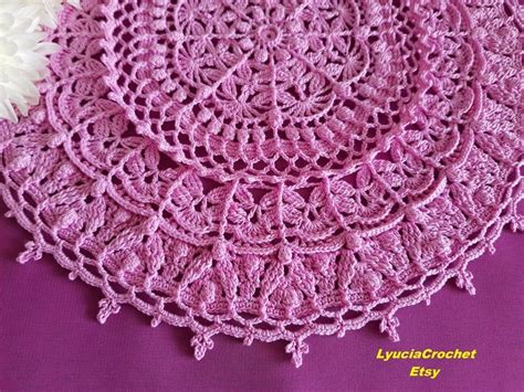 Round Pink Crochet Doily Cm Design By Elena Bojkova Etsy Crochet