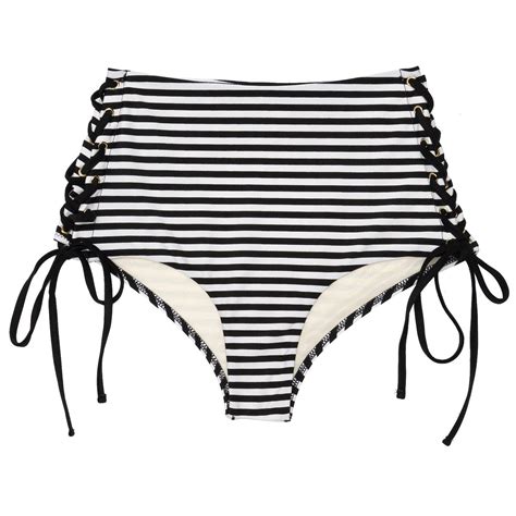 Amuse Society Scout Stripe High Rise Bikini Bottoms Women S High