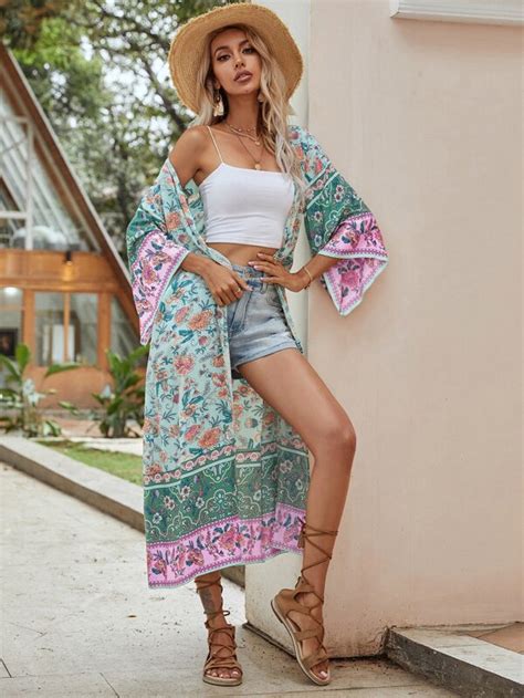 Shein Swim Bohofeel Allover Floral Print Kimono Shein Usa