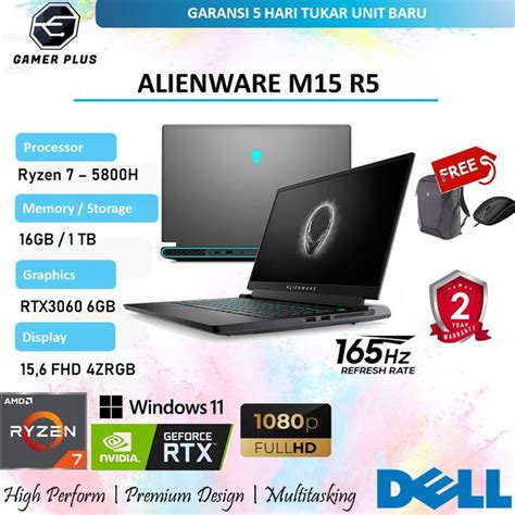 Jual Dell Alienware M15 R5 RTX3060 6GB RYZEN 7 5800H 16GB 512SSD OHS