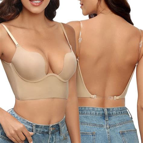 Deep U Low Cut Push Up Bra Para Mulheres Suti S Sem Costas Suti