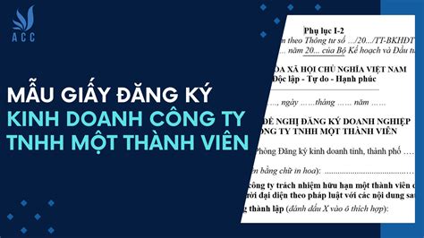 Mẫu Giấy đăng Ký Kinh Doanh Công Ty Tnhh Mtv Acc Khánh Hòa