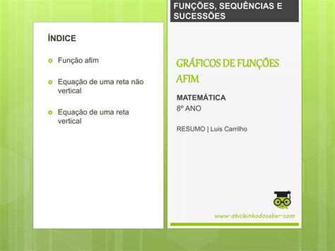 Gráficos De Funções Afim Matemática 8º Ano Resumo Da Matéria Ppt