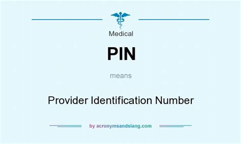 Pin Provider Identification Number In Medical By