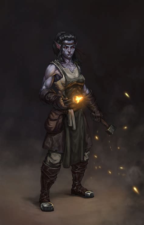 Artstation Dark Elf Blacksmith Anatoliy Glyga Elfe Noir