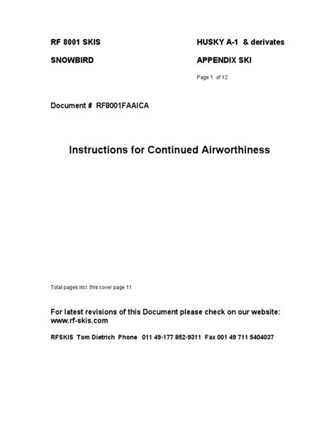 Instructions For Continued Airworthiness - Ski | PDF | Pump | Landing Gear