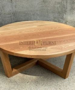 Coffee Table Bulat Minimalis Jati Interior Furni Jepara