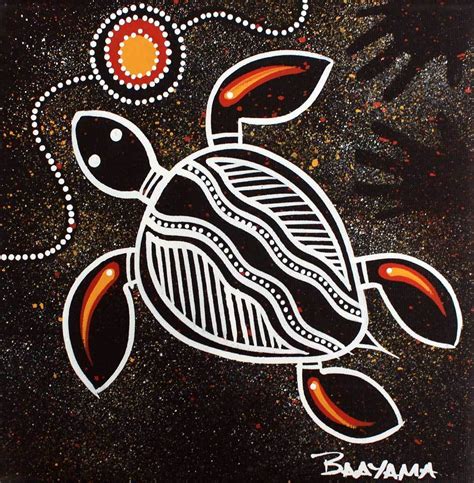 Stephen Hogarth Aboriginal Art Stretched Canvas (20cm x 20cm) - Turtle