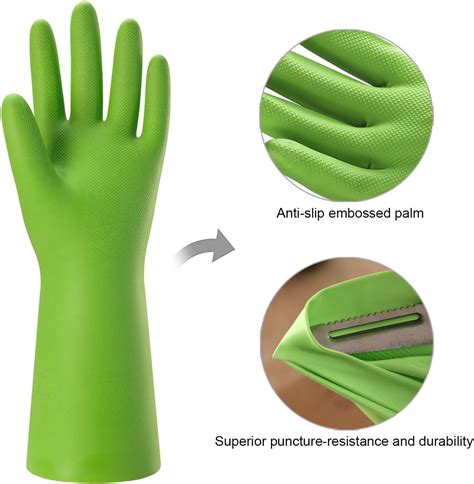 Rubber Cleaning Gloves For Kitchen 4 Pairs Reusable Dishwashing Gloves Fo