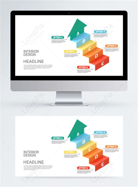 Business Infographic Color Icon Three Dimensional Ladder Template Image