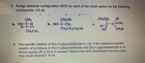 Solved 3 Assign Absolute Configuration RIS For Each Of Chegg