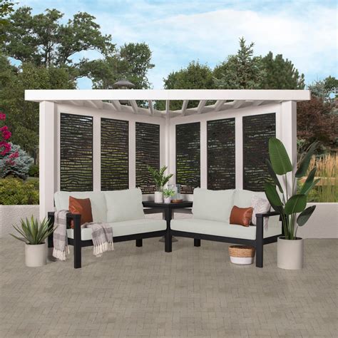 Ridgedale Modern Steel Cabana Pergola with Conversational Seating – Backyard Discovery