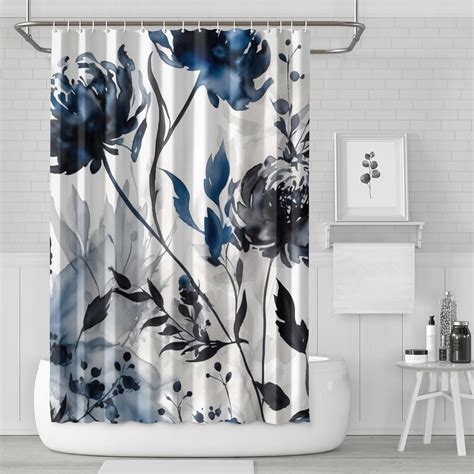 Unique Floral Blue And Grey Shower Curtains Farmhouse Shower Curtains For Bathroom Bath Shower