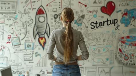 Premium Photo Woman Standing In Front Of Wall With Drawings