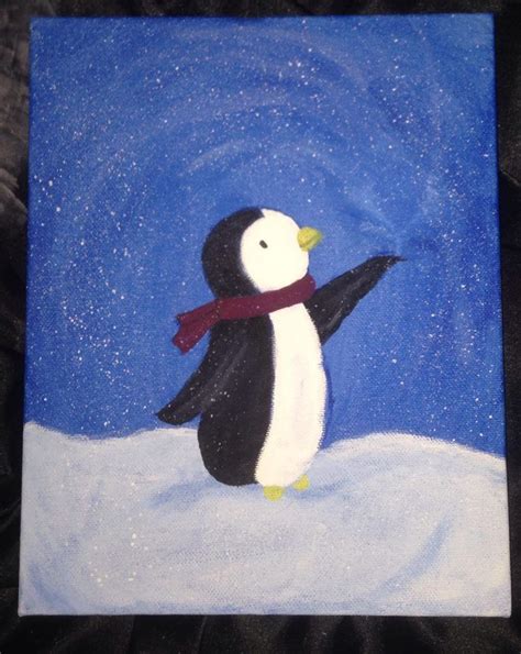 Acrylic On Canvas Penguin Painting Second Attempt On Blending Colors