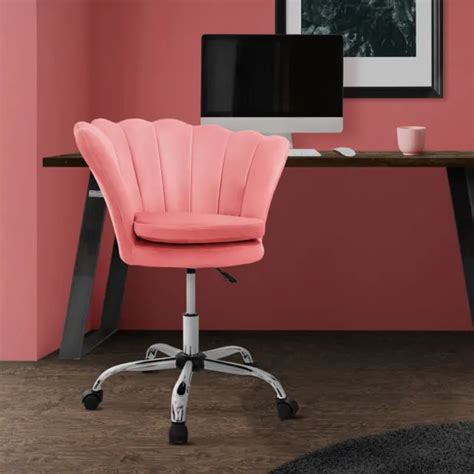 CHAISE DE SALON Et Bureau Pivotante Sur Roues Rose Velours Fauteuil