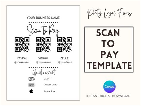 Scan To Pay Canva Template Qr Code Sign New Business Form Payment