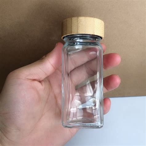 4oz 120ml Kitchen Square Small Spice Pepper Glass Bottles Seasoning Jar Box Bottle With Shaker