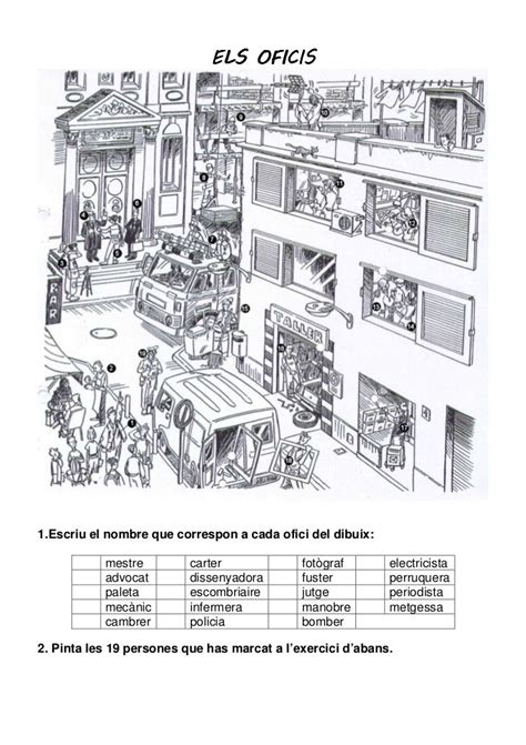 Els Oficis Escriu El Nombre Que Correspon A Cada Ofici Del Dibuix